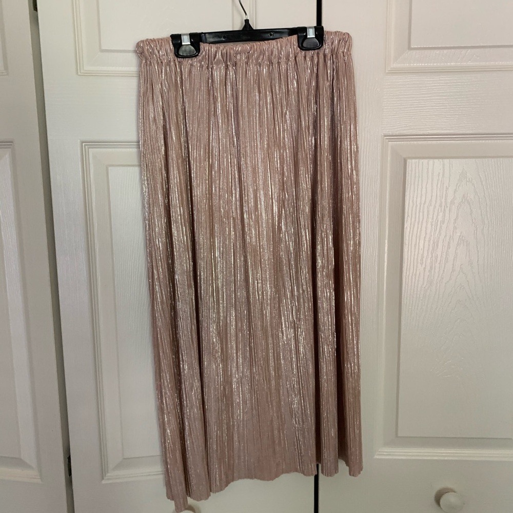Rose gold glitter midi skirt